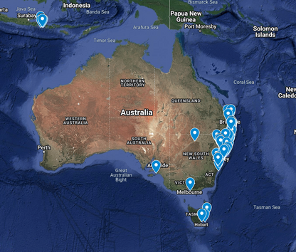 Cliff Jumping Map (Sydney-Brisbane)